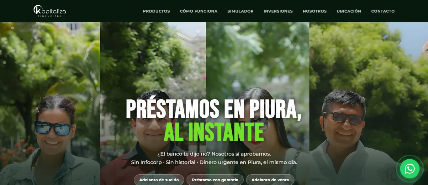 Landing financiera préstamos Piura